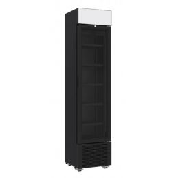 Armoire réfrigérateur pour boissons fraiche slim noir une porte vitrée avec panneau lumineux