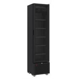 Armoire réfrigérateur professionnelle slim noir une porte vitrée 221 litres