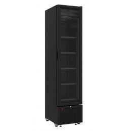 Armoire réfrigérateur professionnelle slim noir une porte vitrée 348 litres