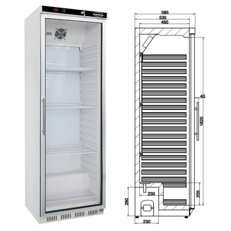 Réfrigérateur professionnel 1 porte vitrée 350l professionnel