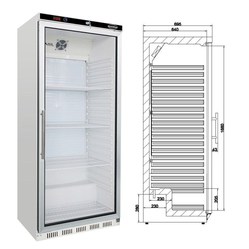 Réfrigérateur professionnel 1 porte vitrée 570l professionnel