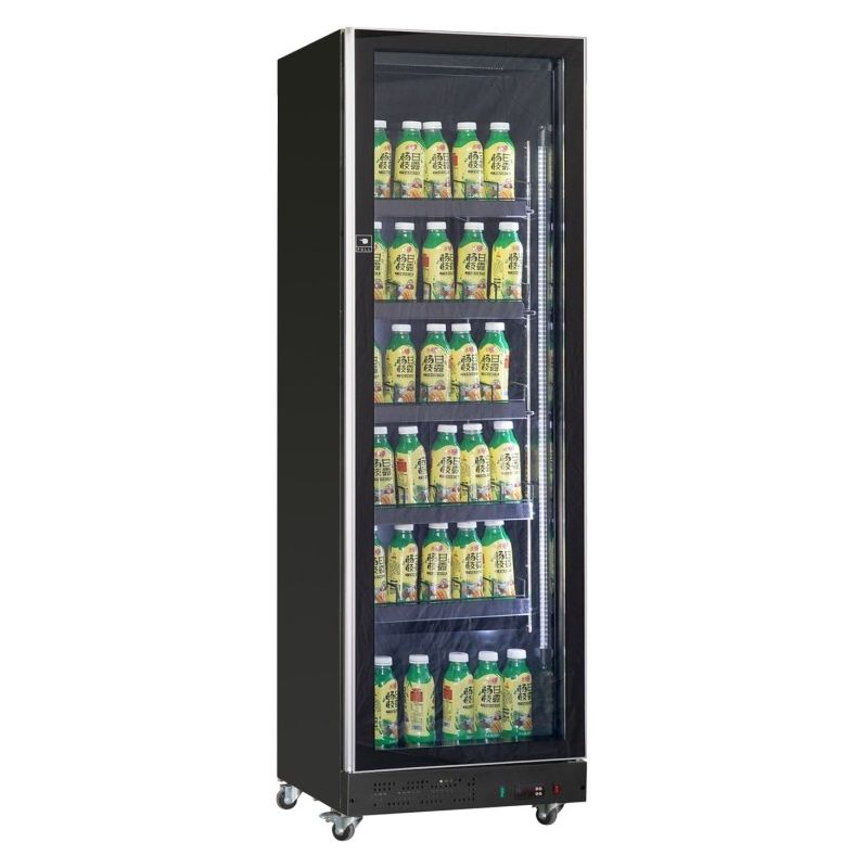 Armoire à boissons noire une porte vitrée 387 litres