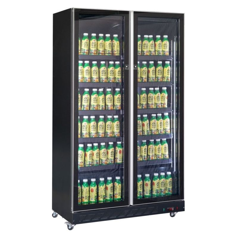 Armoire à boissons noire 2 portes vitrées 758 litres