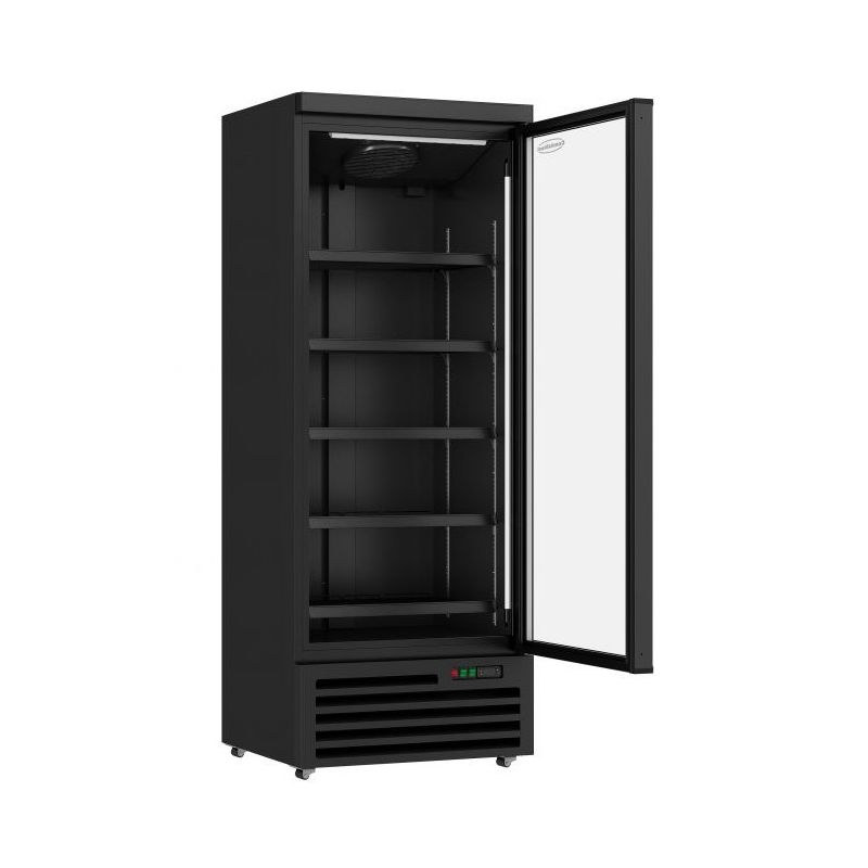 Réfrigérateur porte vitrée 0/+10°c 600 litres noir