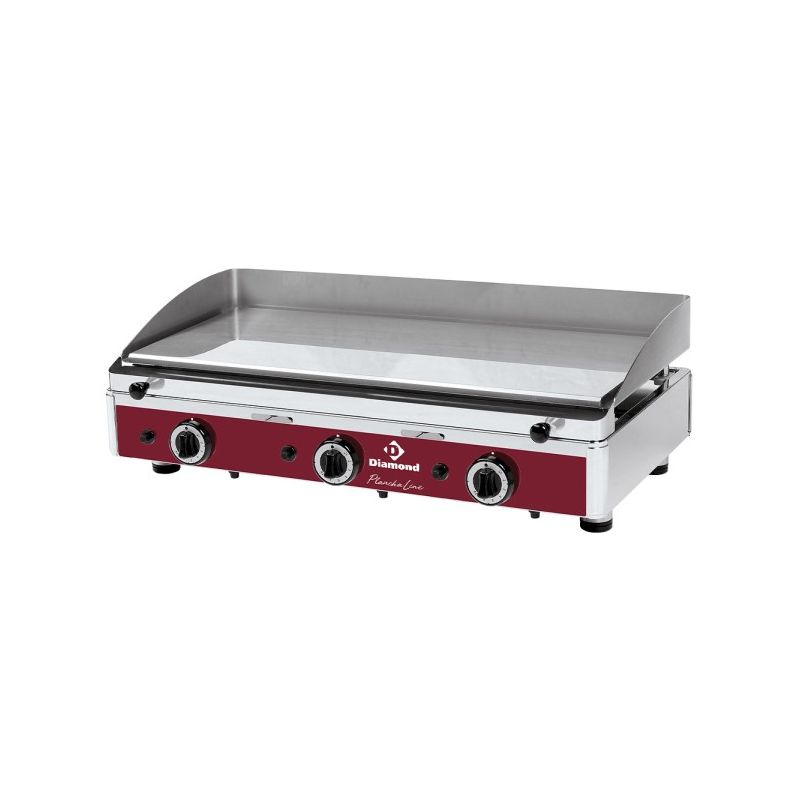 Plaque de cuisson lisse, chromée, gaz