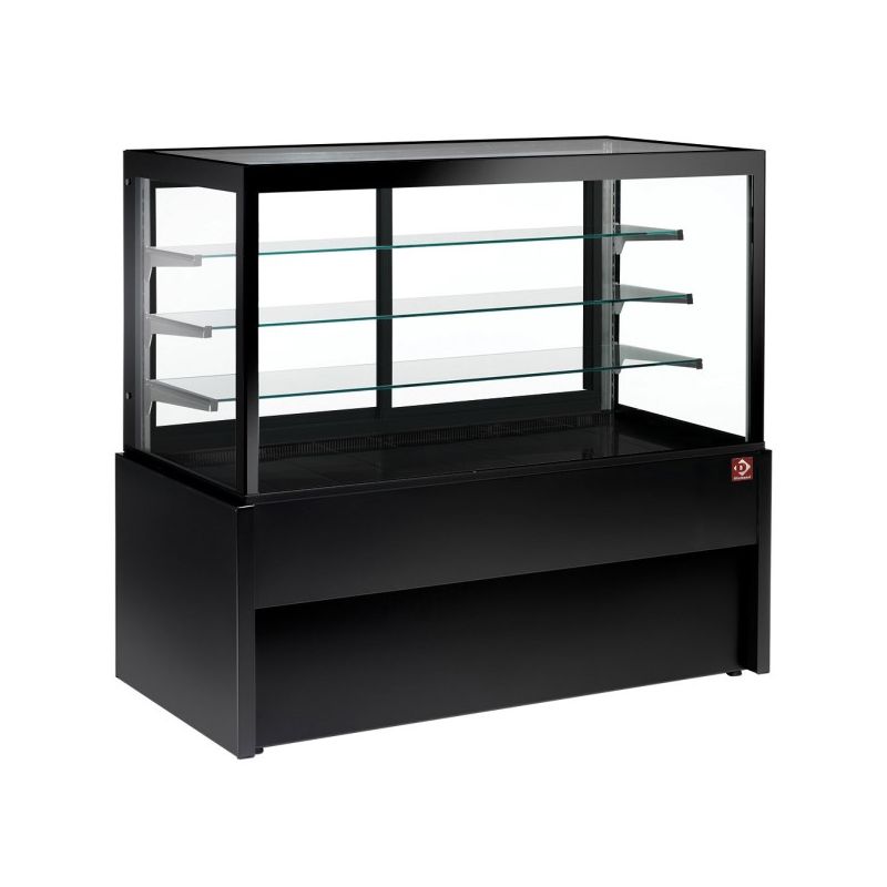 Comptoir vitrine panoramique, ventilé, 4 niveaux, sans réserve - NOIR