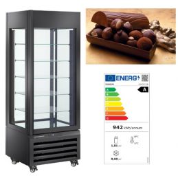 Vitrine "FULL vitrée" 440 Lt., 5 niveaux en verre, ventilée - CHOCOLATE - NOIR