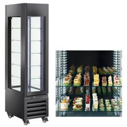 Vitrine "FULL vitrée" 260 Lt., 5 niveaux en verre, ventilée - PASTRY - NOIR