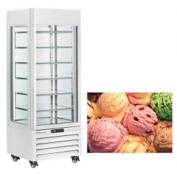 Vitrine "FULL vitrée" 440 Lt., 6 niveaux en verre, statique - ICE CREAM - BLANC