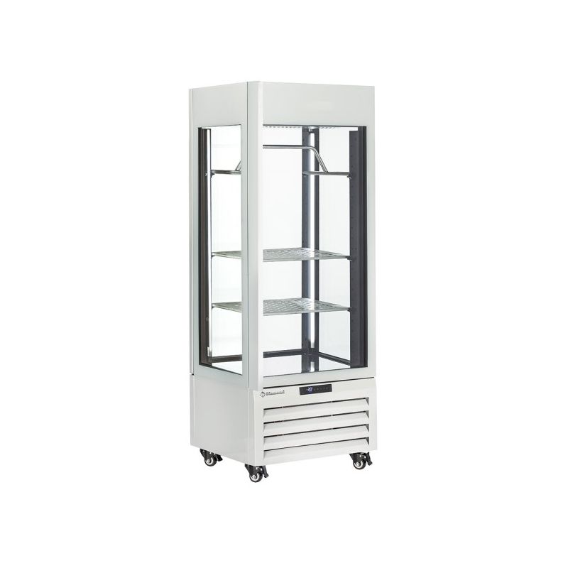Vitrine "FULL vitrée" 440 Lt., 2 étagères & barre à viande, ventilée - MEAT - BLANC