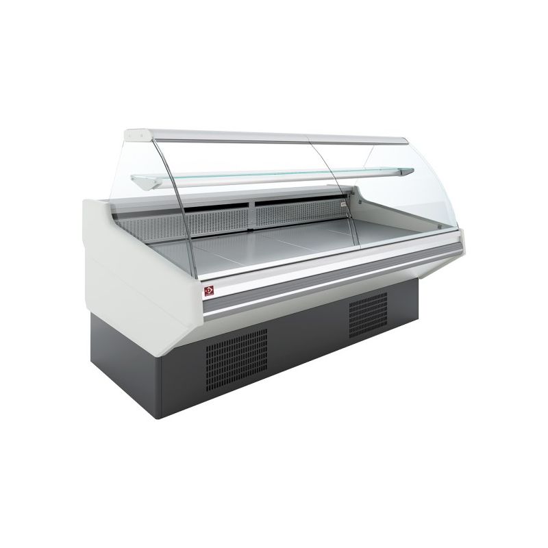 Comptoir statique, avec réserve, vitre bombée - Frontal BLANC