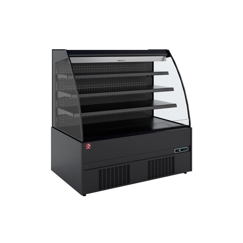 Meuble semi-mural réfrigéré, libre-service, ouvert, avec rideau - FULL BLACK