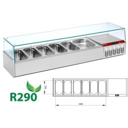 Structure réfrigérée GN 5x 1/3, 1x 1/2, avec vitre droite