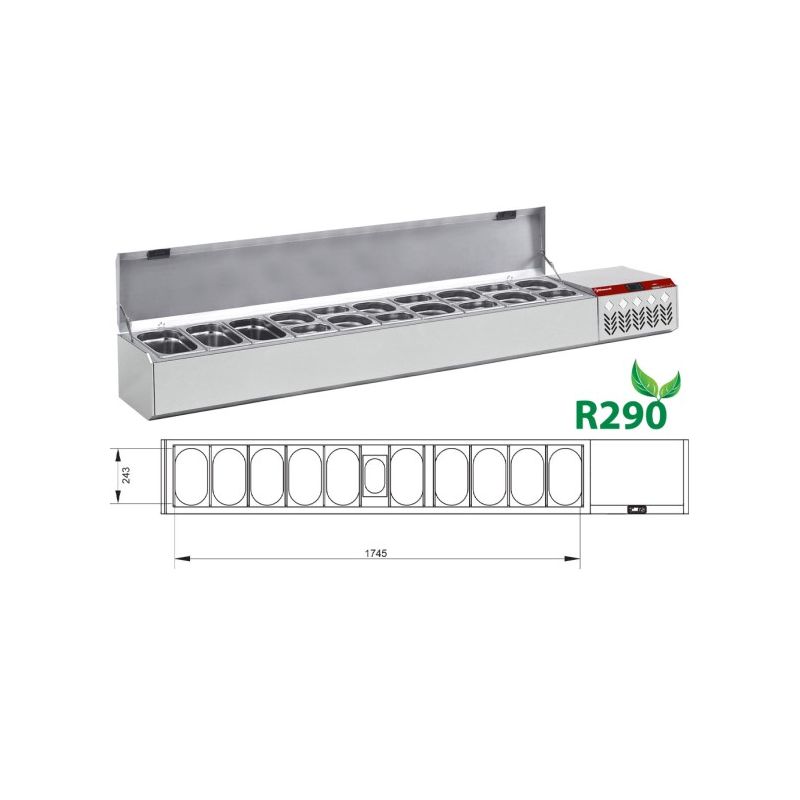 Structure réfrigérée GN 10x1/4, 1x1/9, avec couvercle