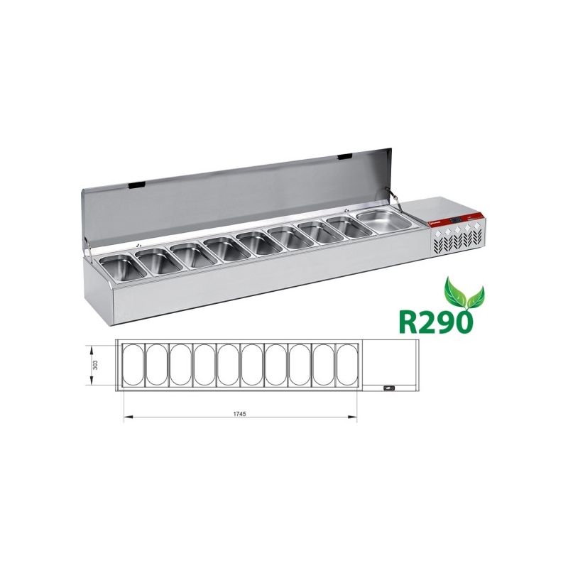 Structure réfrigérée GN 10x1/3, avec couvercle