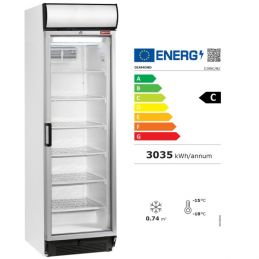 Vitrine T° négative, statique/ventilée, 380 Lt., avec caisson lumineux
