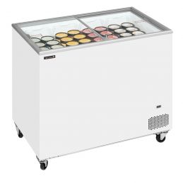 Congélateur de crème glacée avec couvercles vitrés coulissantes