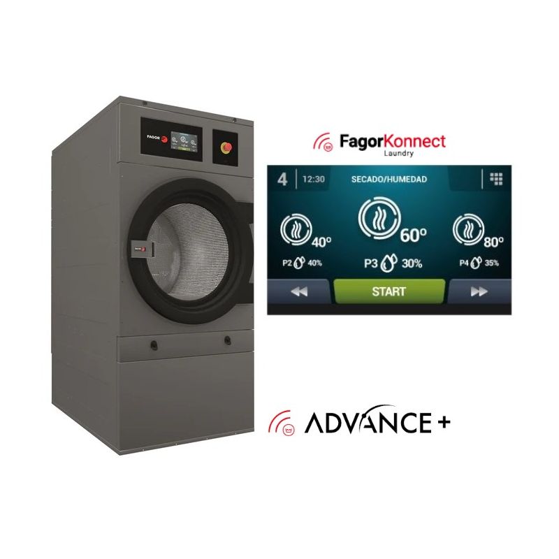 Sèche-linge industriel vapeur, à tambour unique Advance+ fagor, 18 kg