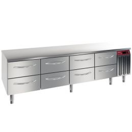 Soubassement réfrigéré, 8x 1/2 tiroirs GN 1/1-h 100 mm