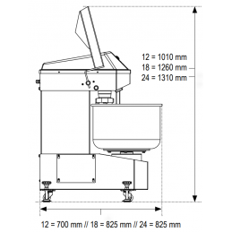 Pétrin à spirale monophasé boulangerie 8 kg - 1.3 kw
