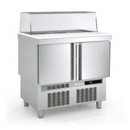 Saladette réfrigérée professionnelle inox 700 positive 2 portes