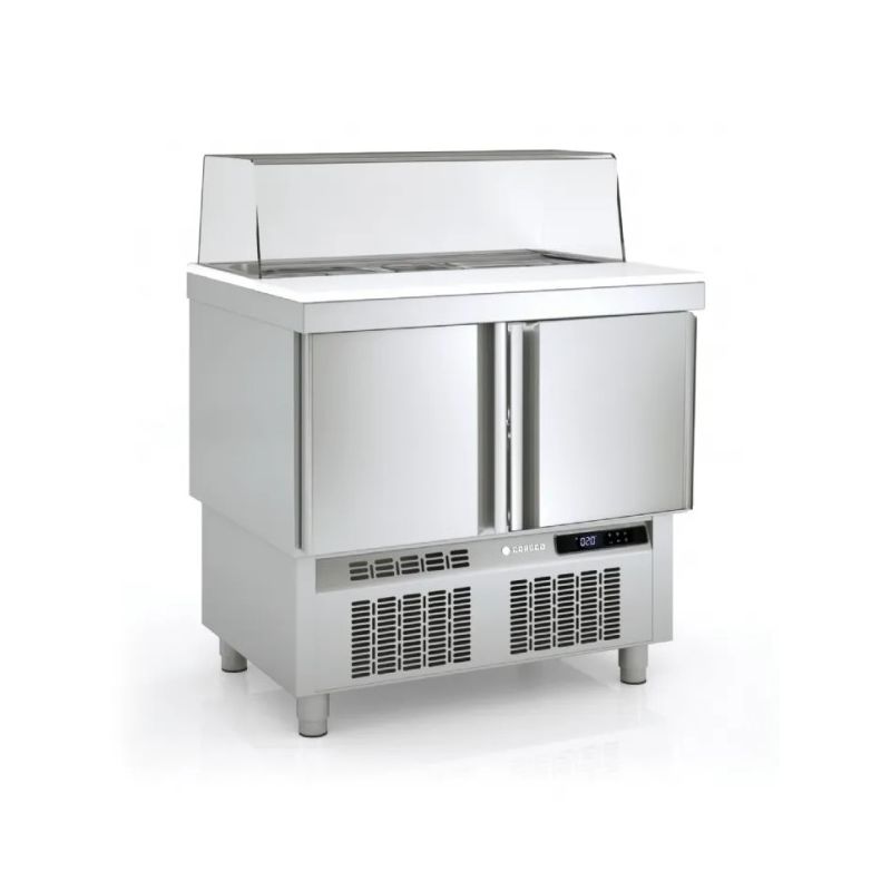Saladette réfrigérée professionnelle inox 700 positive 2 portes