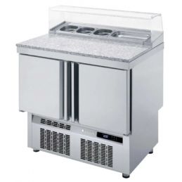 Saladette réfrigérée professionnelle inox 700 positive 2 portes