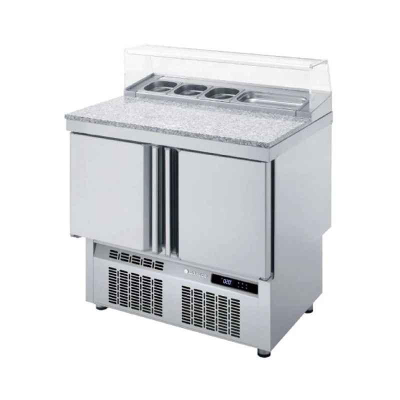 Saladette réfrigérée professionnelle inox 700 positive 2 portes