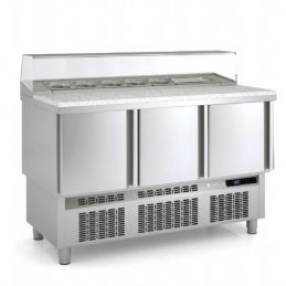 Saladette réfrigérée professionnelle inox 700 positive 3 portes