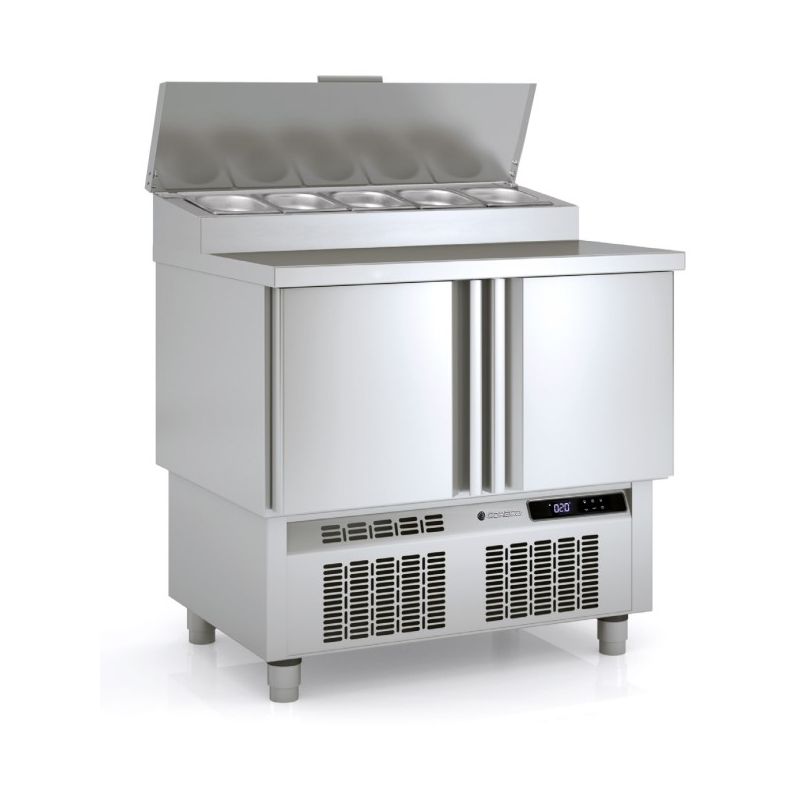 Meuble saladette 700 positif avec 2 portes