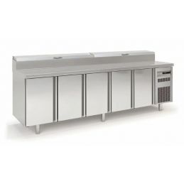 Saladette réfrigérée professionnelle 700 positive 4 portes pour bacs 1/6