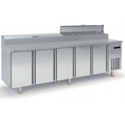 Saladette réfrigérée professionnelle 700 positive 5 portes pour bacs 1/6