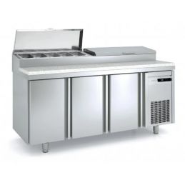Saladette réfrigérée professionnelle 600 positive 3 portes pour bacs 1/4