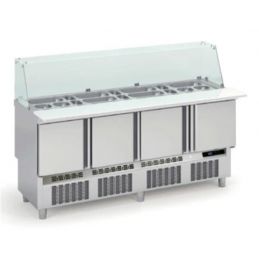 Saladette réfrigérée inox 700 positive 4 portes