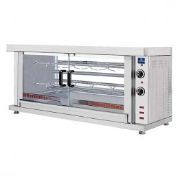 Rôtissoire à poulets électrique avec éclairage et 2 broches pour 8-10 poulets - 1320x460x660 mm