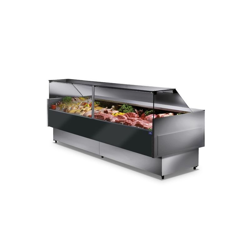 Vitrine chaude professionnelle 2m avec vitre verticale gn 5 monophasé