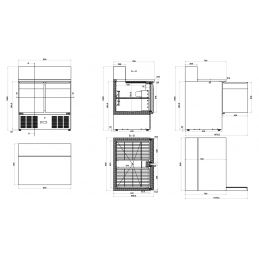 Table à pizza avec 2 portes gn 1/1, schéma