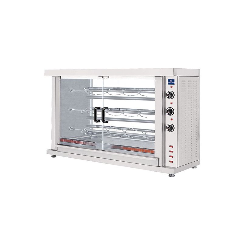 Rôtissoire à poulets électrique avec éclairage et 3 broches