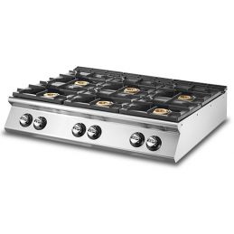 Cuisinière gaz, top, 6 brûleurs