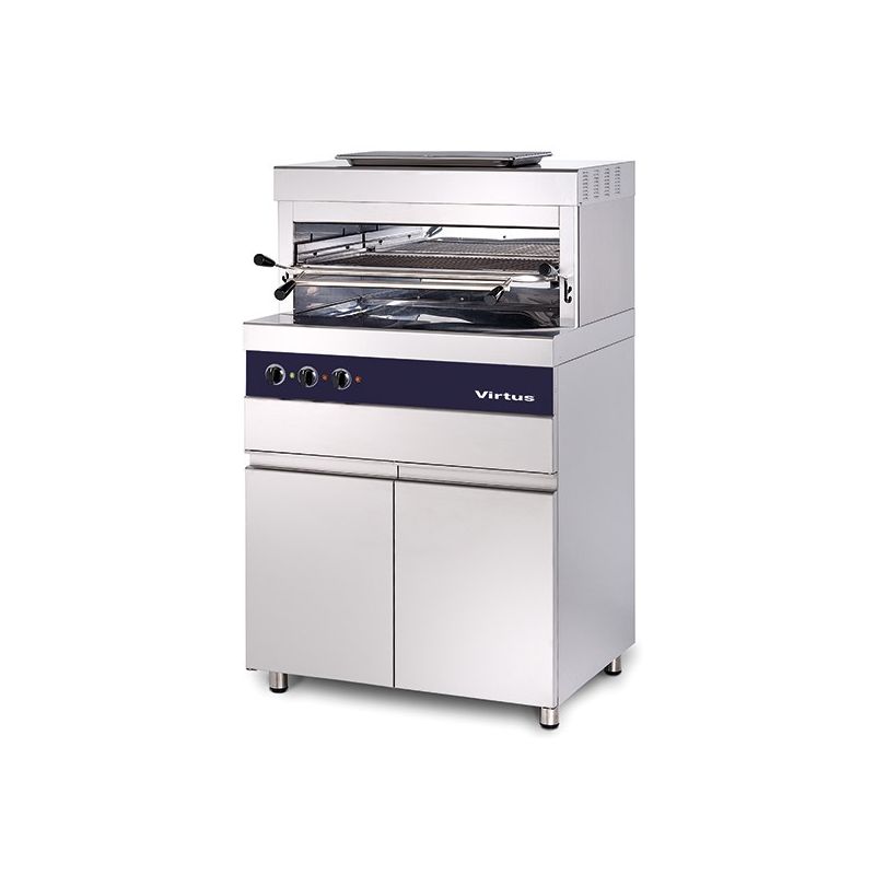 Gril électrique 800°C avec grille de 770x470 mm sur meuble avec portes