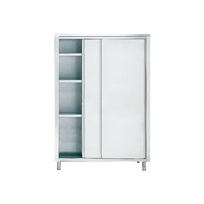 Armoire inox de rangement avec portes coulissantes et 3 étagères, 1600x700 mm