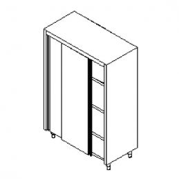 Armoire inox de rangement avec portes coulissantes et 3 étagères, 1600x700 mm