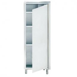 Armoire inox de rangement avec porte battante et 3 étagères,