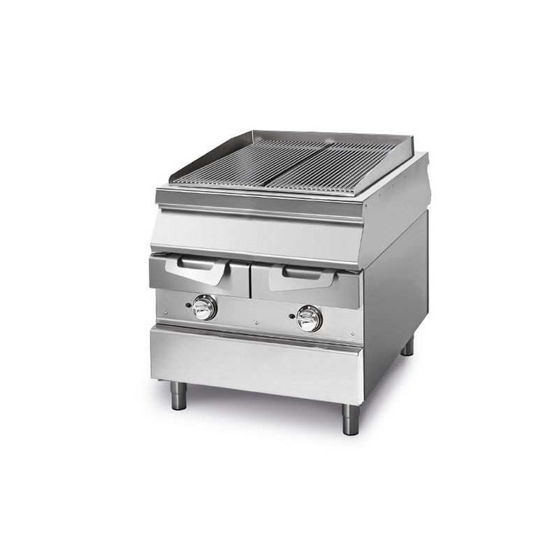 Grillade gaz sur coffre avec tiroirs à eau et cuisson en fonte pour viande et poisson