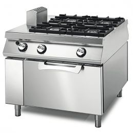 Cuisinière à gaz professionnelle sur four gaz statique avec 4 brûleurs de 5.5 à 7.5 kw