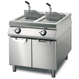 Friteuse électrique professionnelle 13+13 litres sur coffre avec portes