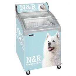 Congélateur de crème glacée avec couvercles coulissants vitrés bombés