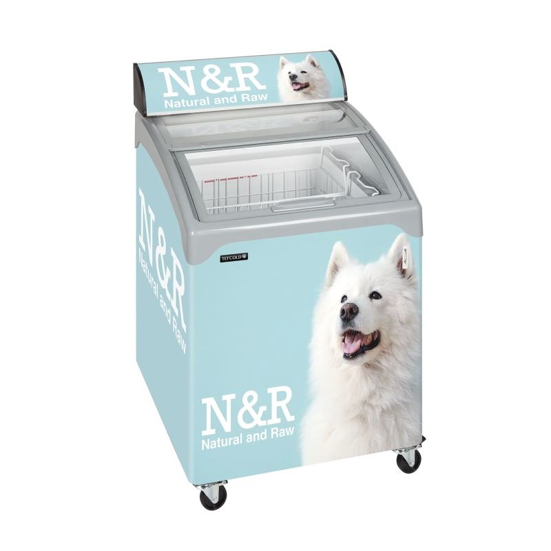 Congélateur de crème glacée avec couvercles coulissants vitrés bombés