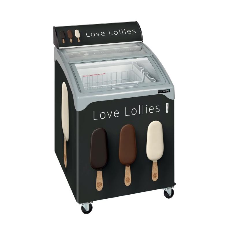 Congélateur de crème glacée avec couvercles coulissants vitrés bombés