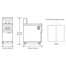 Friteuse électrique haut rendement 1 cuve split avec filtration - 26 l - 14 kw, schéma